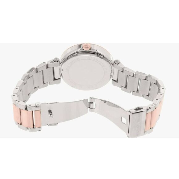 Michael Kors Women's Parker Two-Tone Rose Gold & Silver Crystal Bezel Watch - Picture 8 of 8